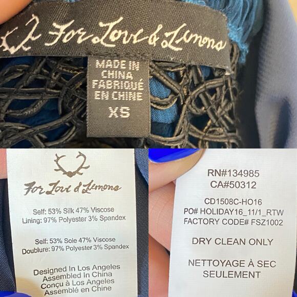 For Love and Lemons Celine Silk Blend Mini Dress in Midnight size XS - Picture 7 of 10